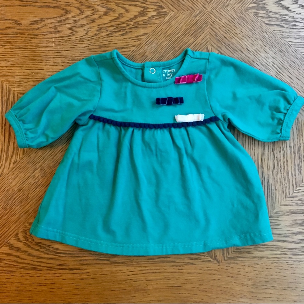 Crown And Ivy Turquoise Bow Top